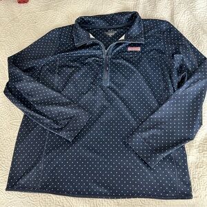 Vineyard Vines Navy and White polka dot performance Quarter-Zip Pullover